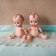 1980s Vintage Precious Playmates Pixie Twins 2 Baby Dolls Vinyl 6&rdquo; Nude To Dress