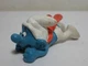 PEYO SCHLEICH VTG SMURFS 40201 SLEDRIDER SUPER SMURF - ORANGE SCARF - PVC FIGURE