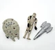 3 Vintage Star Wars Action Figures Bend Em Storm Trooper, Millennium Falcon.