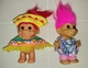 2 Troll Dolls Figures Hasbro Around the World & Pink Hair Girl Summer Outfit 5"