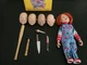 CHILDS PLAY CHUCKY CUSTOM HEAD SET & NECA RETRO CHUCKY FIGURE CAINE PRODUCTIONS 