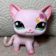 RARE 2008 Littlest Pet Shop LPS Jumbo Pink Kitty Cat Hasbro CO31-D Starburst Eye
