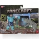 A Minecraft Movie Mattel Steve in Diamond Armor & Dennis Wolf 4" Action Figurure