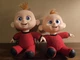 Lot Of 2 Incredibles 2 Baby Jack Attacks 8" Figure Doll Sitting smiling unmasked