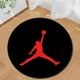 Basketball Inspired Round Rug - Black and Red Sports Theme Carpet for Fans