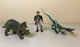 3 Vintage Jurassic Park Figures - Turner, Triceratops, Raptor  Kenner Hasbro 90s