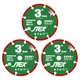 3 Inch Cut Off Wheel, Diamond Cutting Disc for Metal Cutting, 3/8" Arbor, 3 Pack