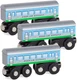 Orbrium 3 Pcs Large Wooden Railway Express Coach Cars, Compatible with Thomas &