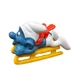Vintage Schleich Peyo Smurf 40201 Bobsled Smurf w Sled W Germany PVC 1976