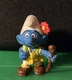 Vintage 1970's Smurfs Hiker Smurf 20041 Walking Stick Red Flower Schleich Figure