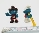 Two Smurfs Figures Toy Schleich Peyo Flautist Flute and Cowboy Vintage 1978 1981