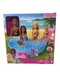 Brand New Barbie - Barbie's Pool Play Set with Doll, Slide, Drinks & Beach Towel
