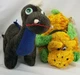 2 Stuffed Animal PLUSH 5 inch toy Doll figure BRONTOSAURUS   &  Yellow Green DOG