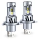 H4 9003 LED Headlight Bulbs 48000LM High Low Beam 6500K White Plug&Play Bright