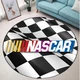 Nascar Checkered Flag Racing Rug &ndash; Round Sports Car Theme Area Carpet for Fans