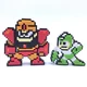 MegaMan Classic 8-Bit Figures Mega Man Vs. Guts Man Lot of 2 Green Red EUC
