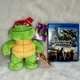 TMNT Raphael Plush Toy w Tags + Tortugas Ninja 2 Spanish Blu-ray DVD Nickelodeon