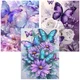 3 Pack Butterfly Diamond Art Kits for Adults - Butterfly Flowers Diamond Paintin