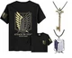 Attack on Titan Shirt + Basement Key + Necklace 3-Piece Set