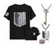 [Entregando amor e paz] Attack on Titan Shirt + Basement Key + Necklace 3-Piece