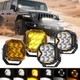 4x AUXBEAM 4" 25600LM Spot LED Pods Lights Off Road & Amber Covers & White DRL