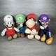 Little Buddy Super Mario Bros. Mario Luigi Waluigi Donkey Kong Jr Plush Lot of 4
