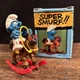 Vintage Super Smurf Figure w box Schleich Rocking Horse No 6730