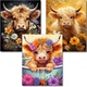 3 Pack Highland Cow Diamond Painting Kits 5D Full Drill 12x16inch for Adults 
