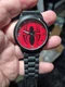 Watch Marvel Spiderman Black Rubber Band Strap Analog  Spider Face Needs Battery