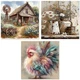 3 Pack Diamond Art Kits for Adults - Rustic Farmhouse Daisy Diamond Painting Kit