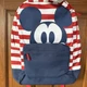 Disney Mickey Mouse Red/White/Blue Americana Striped Backpack New