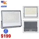 2 Pack 48000Lm LED Flood Light Ourdoor Yard Street Stadium Lights Plug in & Play