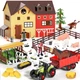 Pupu Pig Farm Animals Barn House Toys - Kids Tractor Toy with Lights & Large 