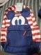 Disney Mickey Mouse Red/White/Blue Americana Striped Backpack New